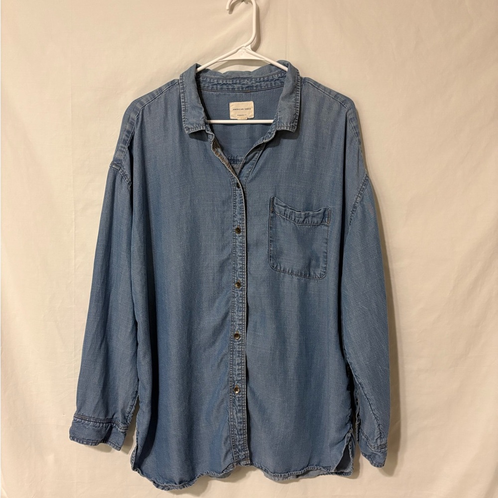 American Eagle Oversized Chambray Button Down Shi… - image 1
